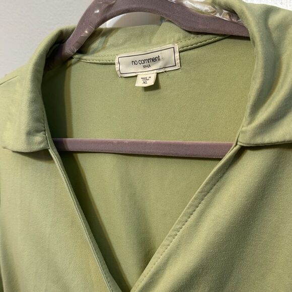 No Comment Light Green Collared Wrap Crop Top XL - Picture 3 of 6